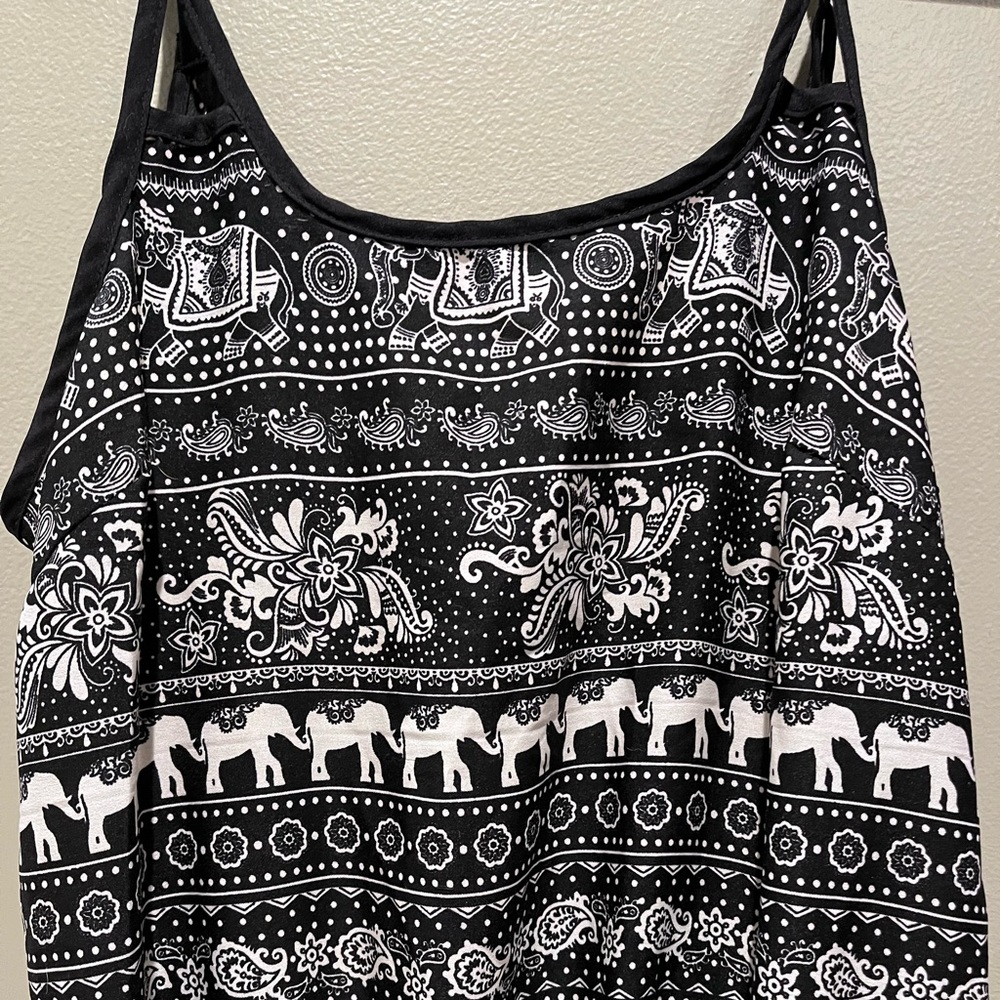 Elephant Pattern Romper Black White Boutique Summ… - image 4